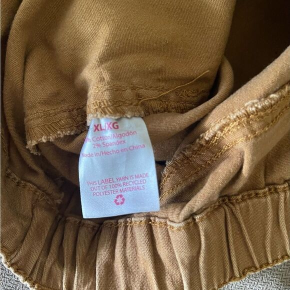 No boundaries utility crop pants mustard brown high rise elasticized waist sz XL - Picture 6 of 8